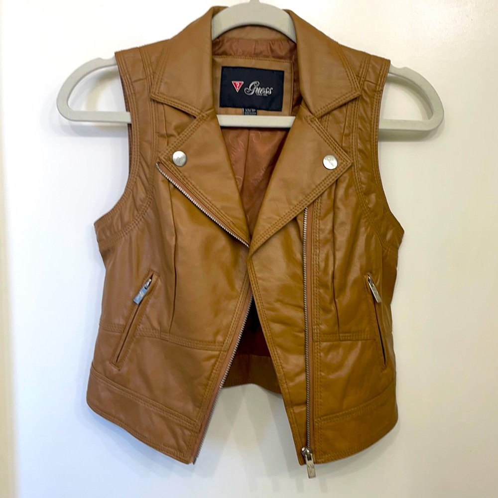 XS Guess brown “leather” vest.